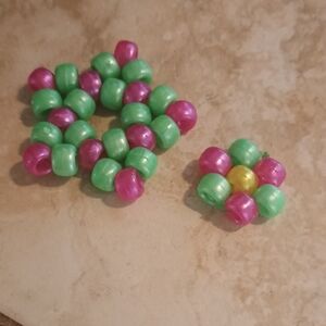 Pink And Green Kandi Star + Flower Set
